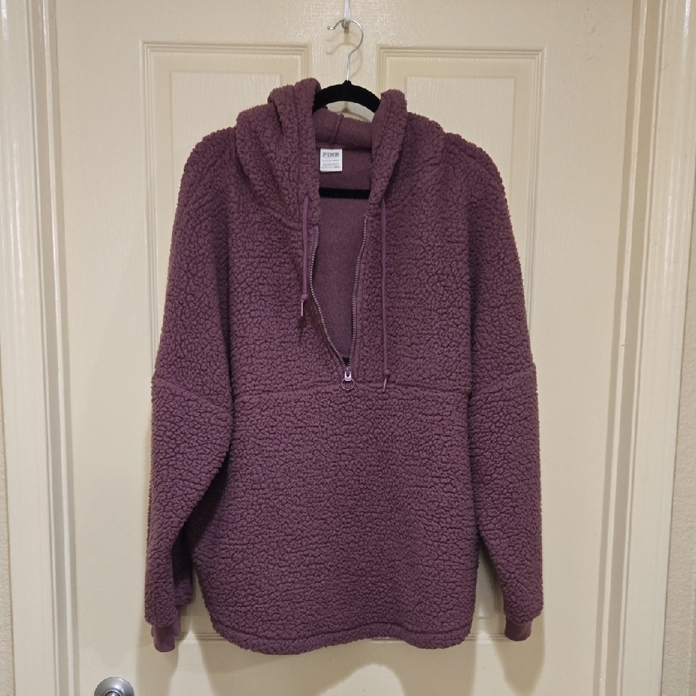 PINK Victoria's Secret Plum Sherpa Half-zip Hoddie